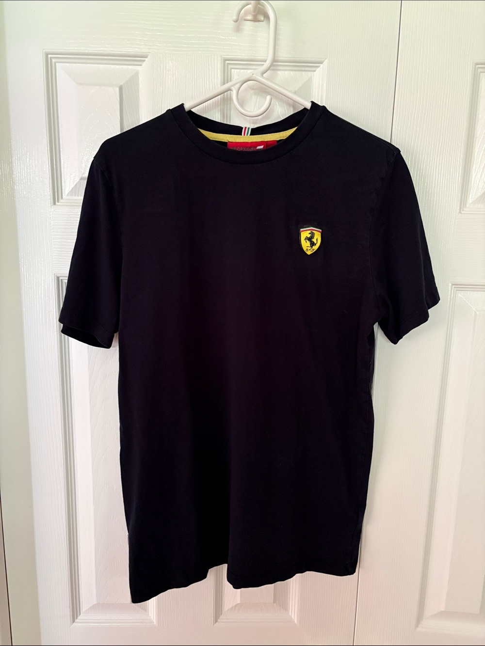 Ferrari Black T-Shirt with Yellow Shield Patch